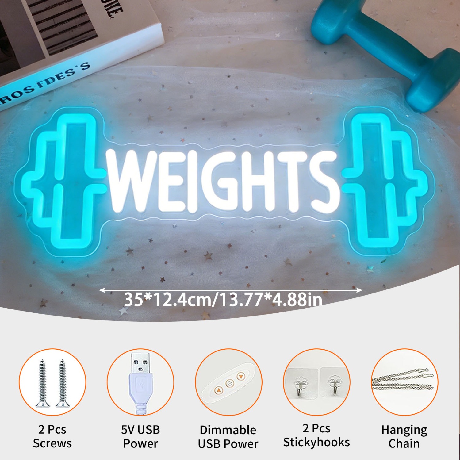 Weights Dumbbell Neon Sign LED - огляд і ціна Home Gym Neon Sign