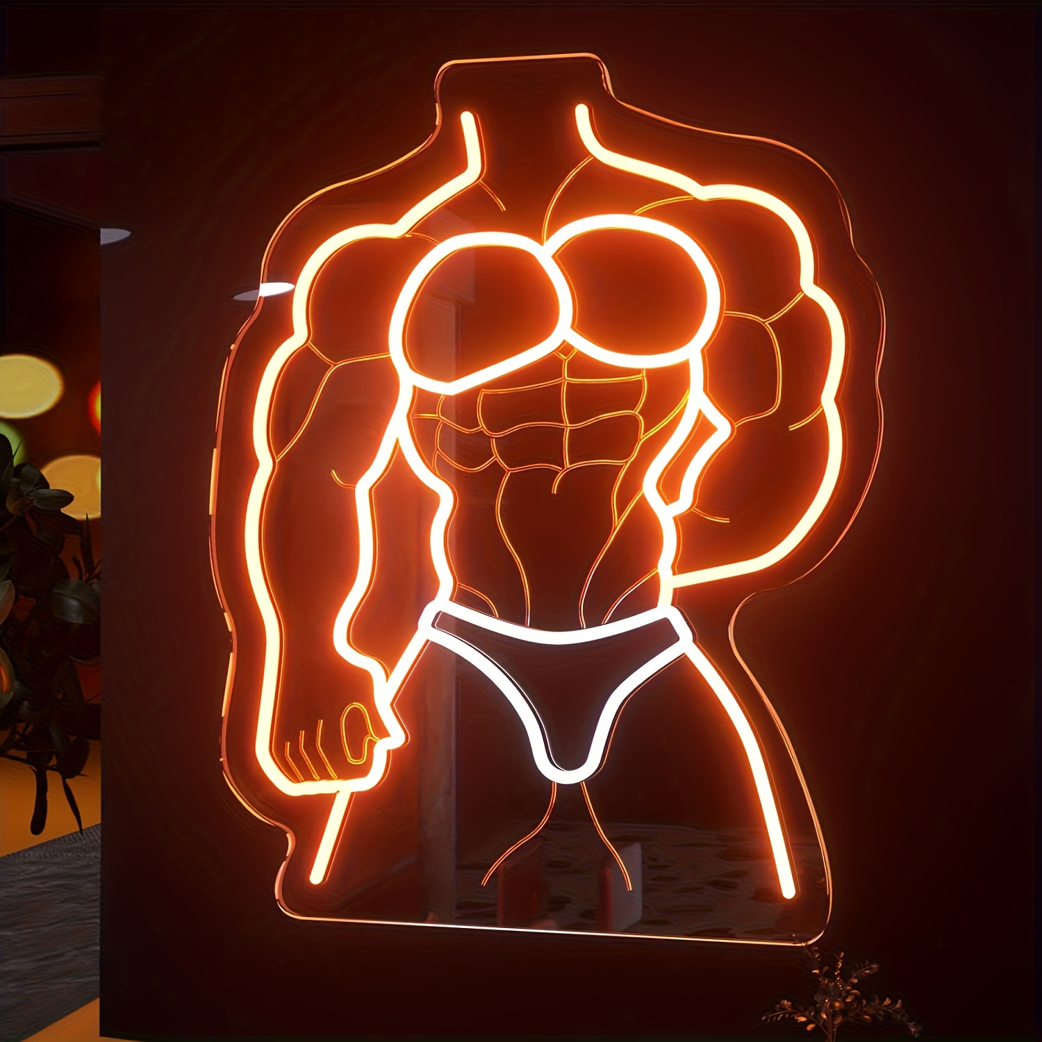 Muscle Man Neon Sign Orange Wh - огляд і ціна Home Gym Neon Sign