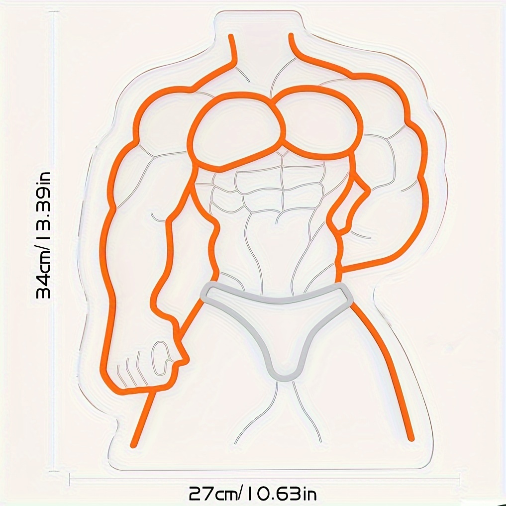 Muscle Man Neon Sign Orange Wh - огляд і ціна Home Gym Neon Sign