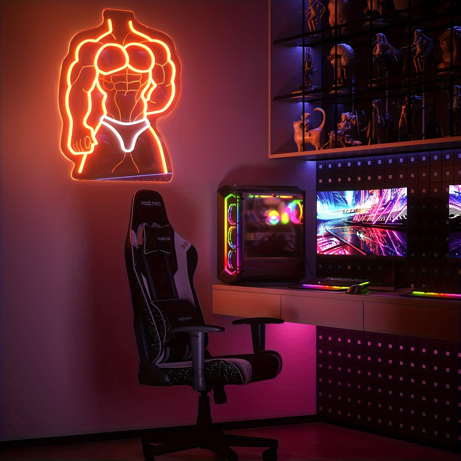 Muscle Man Neon Sign Orange Wh - огляд і ціна Home Gym Neon Sign