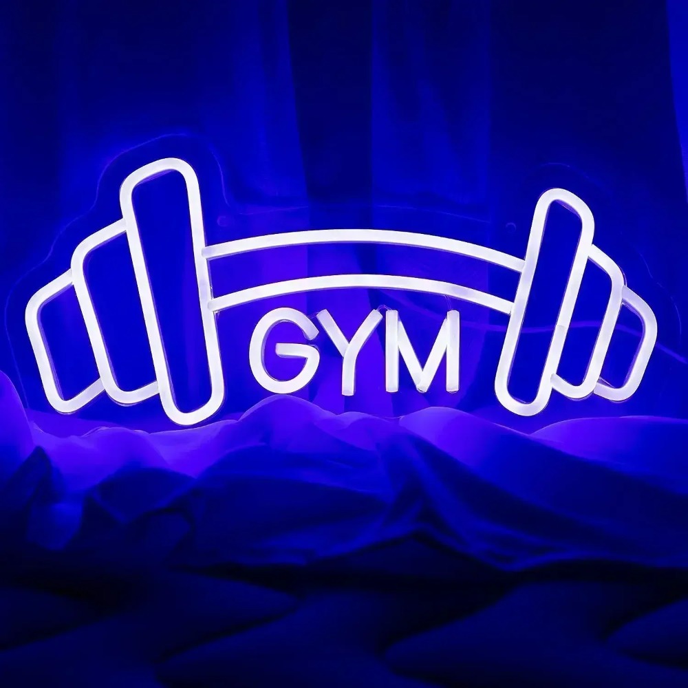 Barbell Gym Neon Sign Blue Dum - огляд і ціна Home Gym Neon Sign