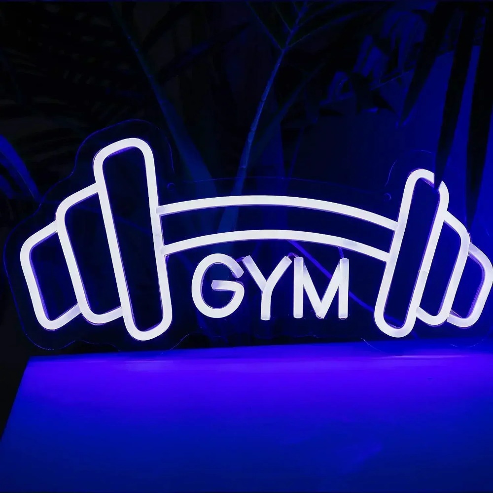 Barbell Gym Neon Sign Blue Dum - огляд і ціна Home Gym Neon Sign