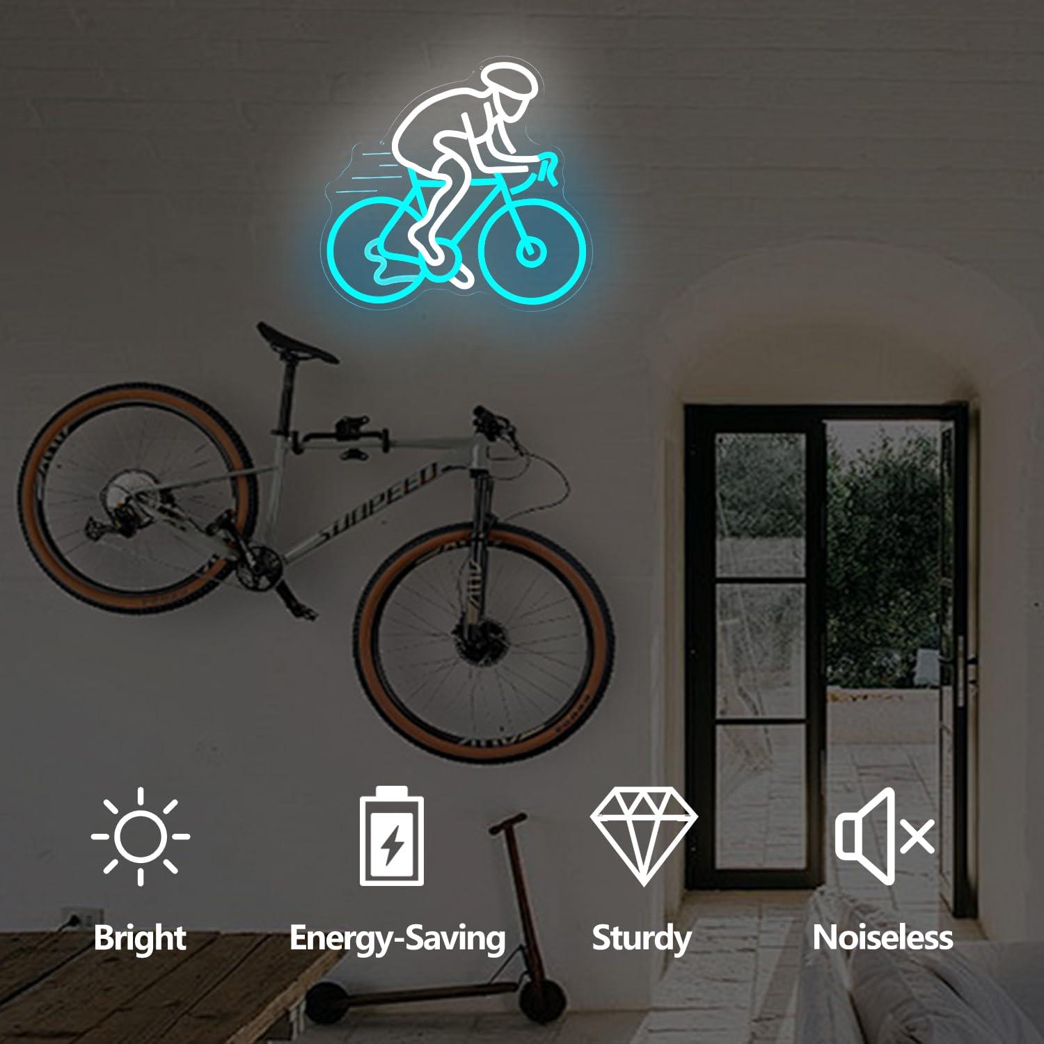 Cyclist Riding Bike Neon Sign  - огляд і ціна Home Gym Neon Sign