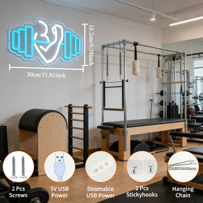 Bicep Dumbbell Neon Sign LED W - огляд і ціна Home Gym Neon Sign
