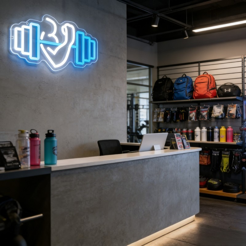 Bicep Dumbbell Neon Sign LED W - огляд і ціна Home Gym Neon Sign