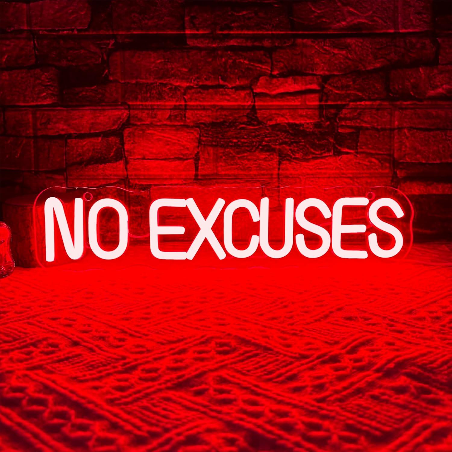 No Excuses Neon Sign USB Dimma - огляд і ціна Home Gym Neon Sign