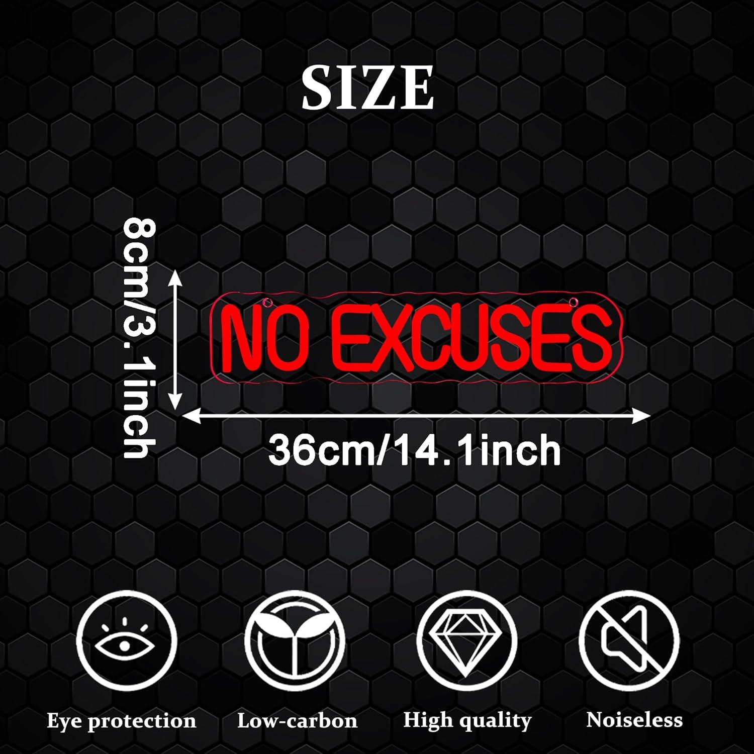 No Excuses Neon Sign USB Dimma - огляд і ціна Home Gym Neon Sign