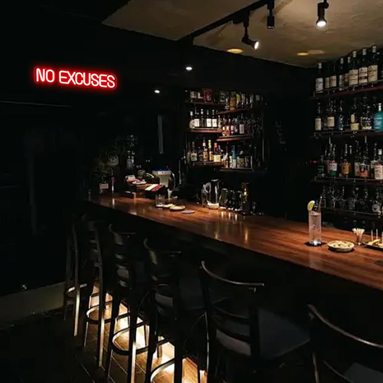 No Excuses Neon Sign USB Dimma - огляд і ціна Home Gym Neon Sign