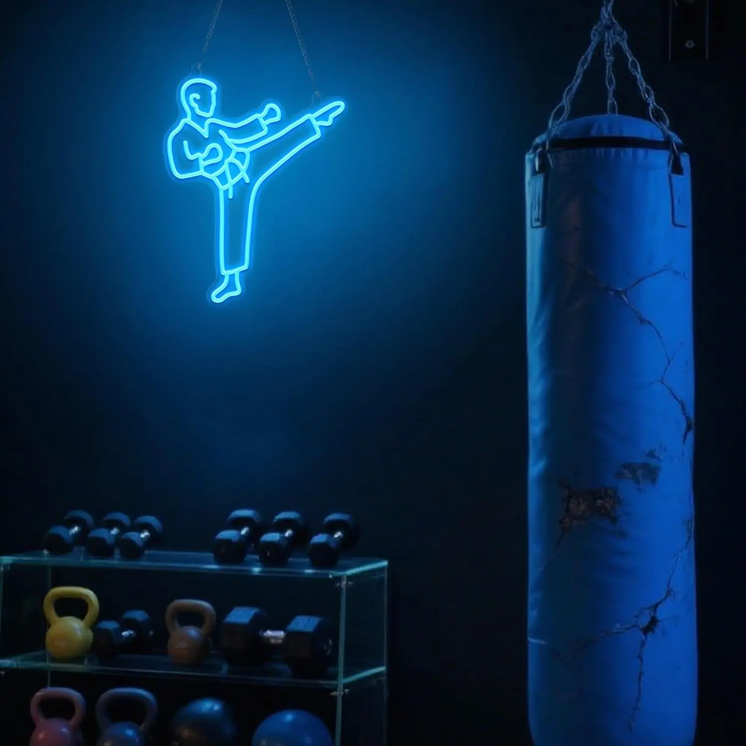 Karate Man Neon Sign Blue LED  - огляд і ціна Home Gym Neon Sign