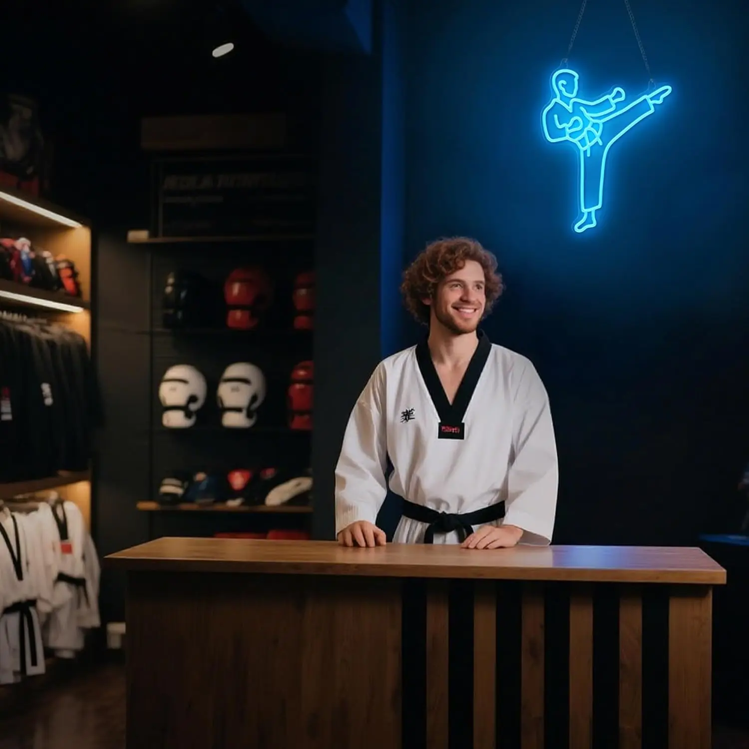 Karate Man Neon Sign Blue LED  - огляд і ціна Home Gym Neon Sign